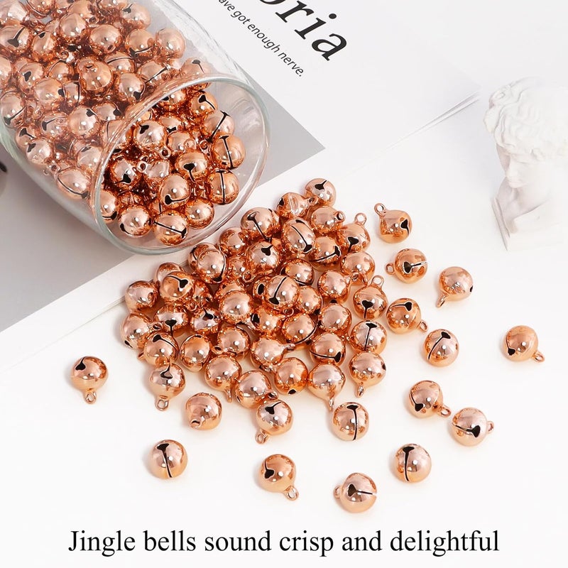 LIGHOON 1/2 Inch Jingle Bells Small Bell Mini Bells, Tiny Crafts Bells, DIY for Christmas Home Making Ornaments Wreath Pet Decorations Bracelet Anklets Necklace Knitting Jewelry Making 120 Pcs, Rose Gold - Image 4